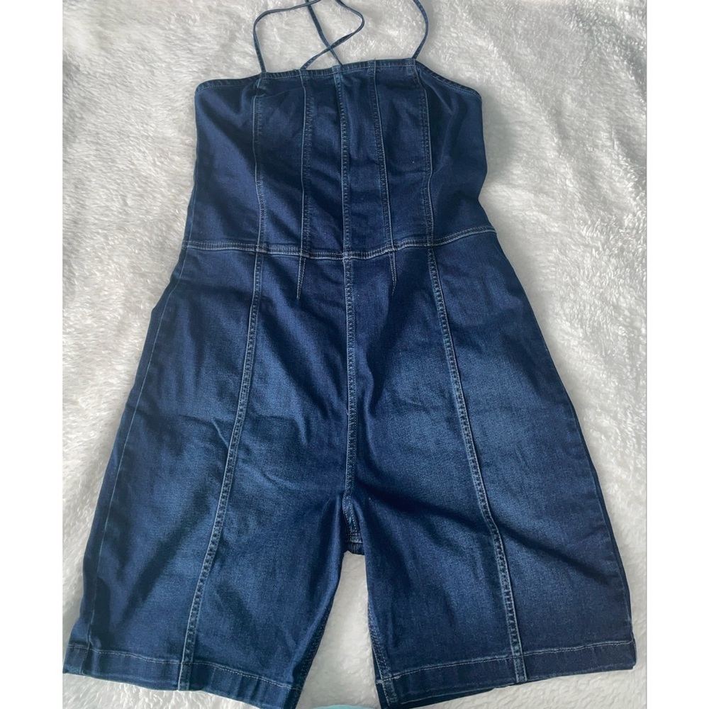 Free People We The Free Top Notch Denim One Piece Romper - Picture 3 of 8